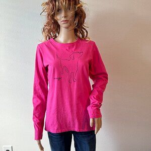 Life is Good Pink Dog Amigo Friend Long Sleeve Crusher T-Shirt Classic Fit Sz S